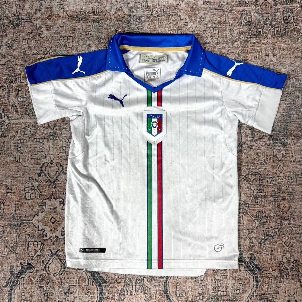 Puma 2016 Euro Season Italy Away Jersey Youth M White Stripe Football Soccer